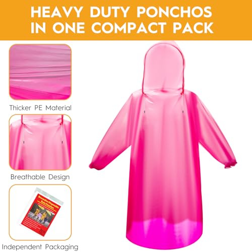 6 & 20 & 50 Pack Disposable Rain Ponchos for Adults (6 Count)