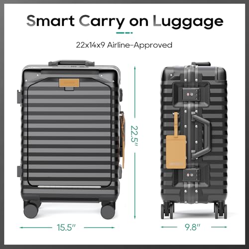 20 Inch Carry on Luggage with Aluminium Frame and Front Pocket