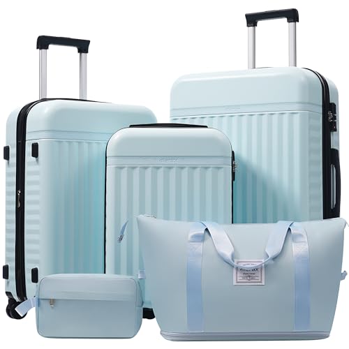 Luggage Sets Durable Hardshell 3 Piece Suitcase with Bags (5 Count)