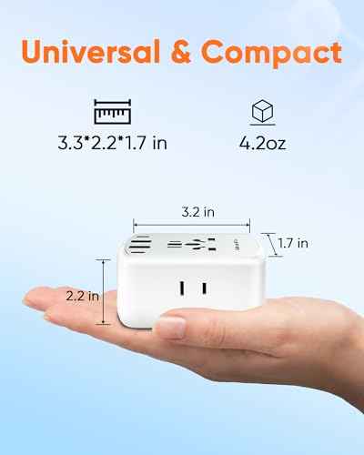 Universal Travel Adapter Kit with 3 AC Outlets 4 USB Ports