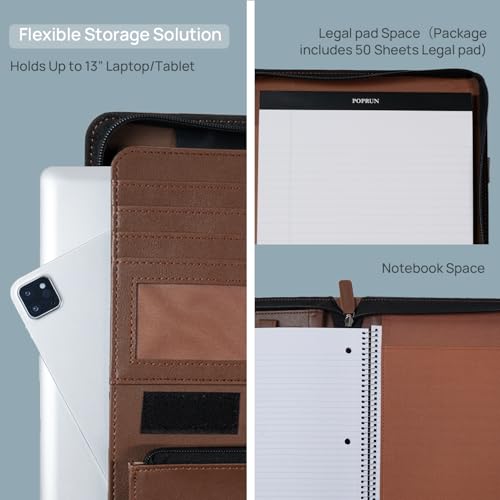 PU Leather Padfolio Portfolio with Handle