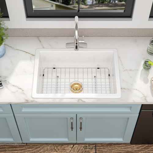 27"x19" White Undermount Sink