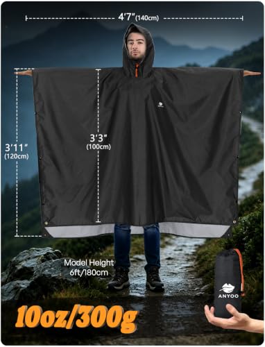 Hooded Rain Poncho for Adult Waterproof Lightweight Raincoat