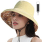 Womens Sun Hats Wide Brim Reversible Bucket Cotton Hat Packable Summer Travel Cap with Hat Clip