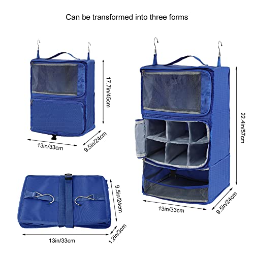 Travel Portable Hanging Shelves Closet Organizer Packing Luggage Organizer and Storage with Multifunctional and Foldable Invisible Compartment