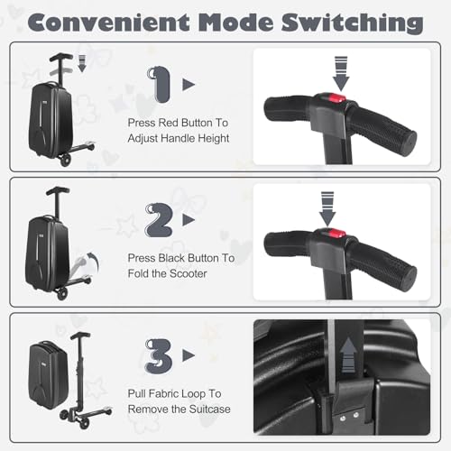 Scooter Suitcase for Kids Detachable & Foldable Carry On Suitcase