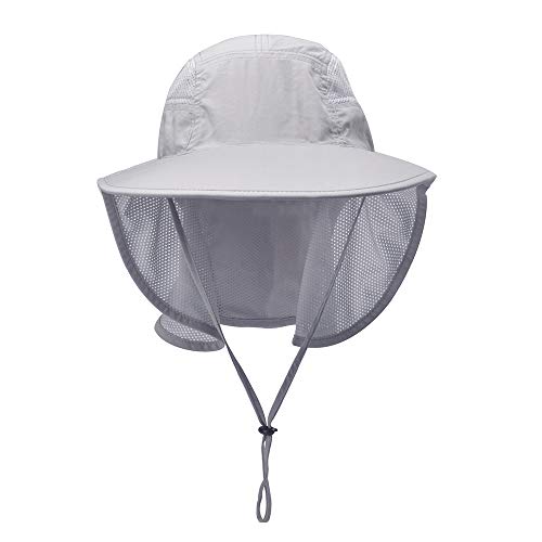 Unisex Outdoor Activities UV Protecting Sun Hats with Neck Flap Grey