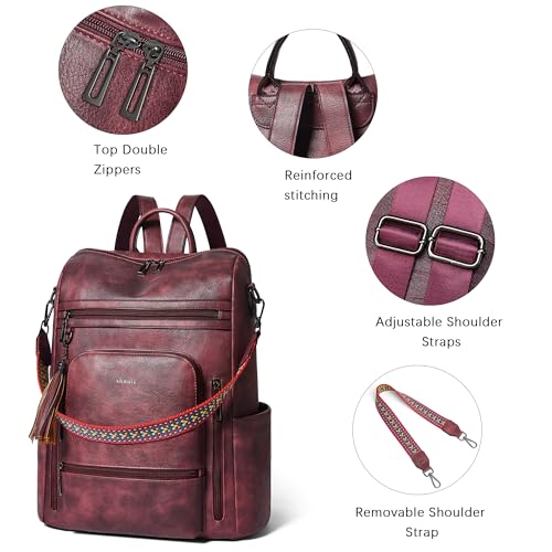 Vegan Leather Laptop Backpack for Women 15.6 inch Work Backpack Fashion Travel Backpack Purse for Business College