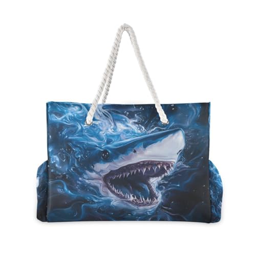 Large Beach Bags Totes Canvas Tote Shoulder Bag Soft Wave Water Resistant Bags for Gym Travel Daily Ocean