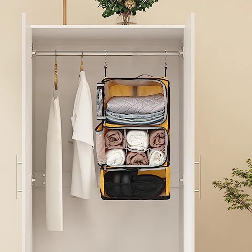 Travel Portable Hanging Shelves Closet Organizer Packing Luggage Storage with Multifunctional and Foldable Invisible Compartment