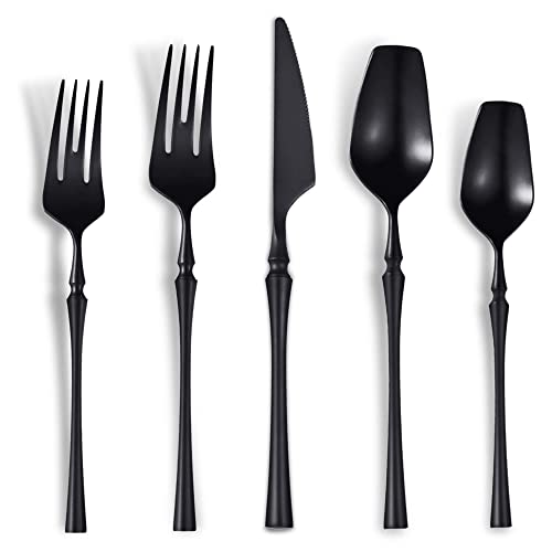 20 Piece Matte Black Silverware Set for 4 (20 Count)