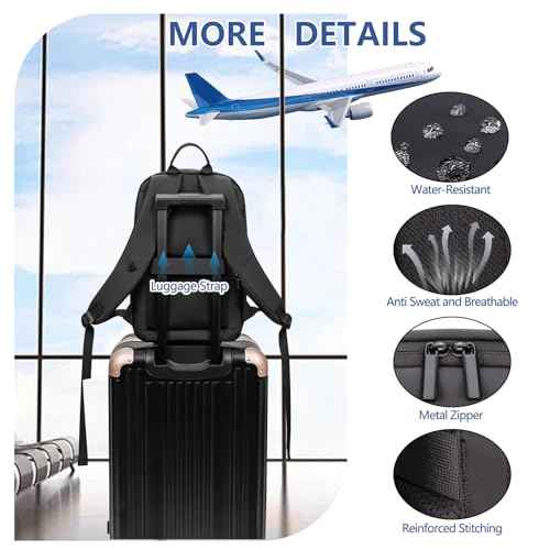 Business Backpack for Men Slim Lightweight Laptop Backpack for 17.3 Inch Computer Water Resistant Small Office Backpack for Commute Travel Daily Office Work with Small Bag