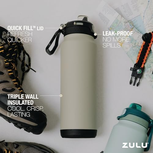 Powerfill Pro 40oz Stainless Steel Sip or Chug Water Bottle