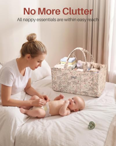 Large Floral Diaper Caddy Organizer Nursery Storage Basket