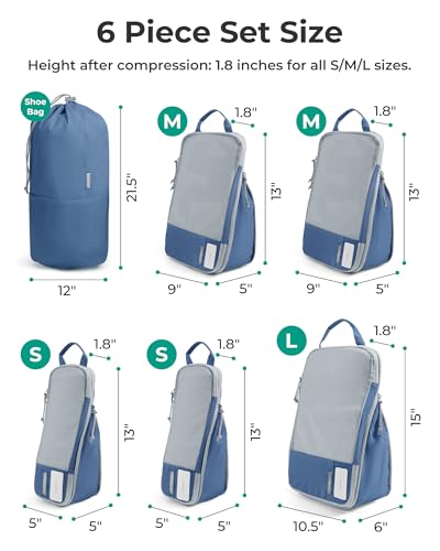 6 Set Compression Packing Cubes for Travel (6 Count)
