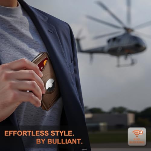Men Slim Magnetic Leather Airtag Wallet Metal Case Money Clip