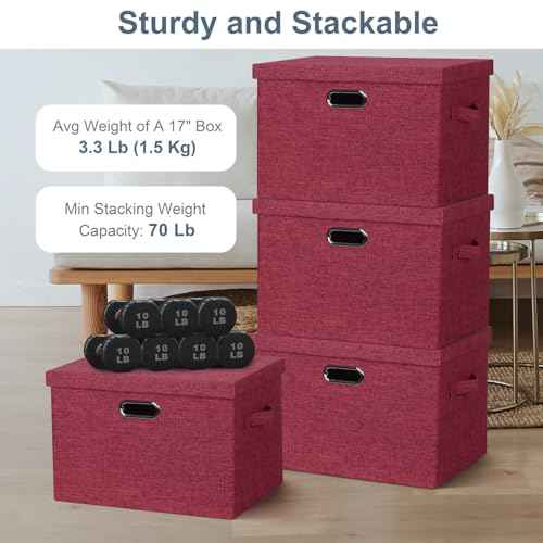 Storage Bins with Lids Fabric Closet Organizers Cubes Office Organization (3 Count)