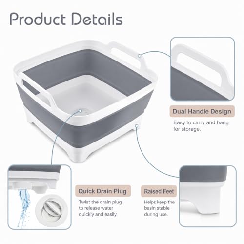 Collapsible Dish Basin with Drain Plug