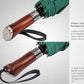 Folding Umbrella Lux Hardwood Handle Herringbone Jade Green