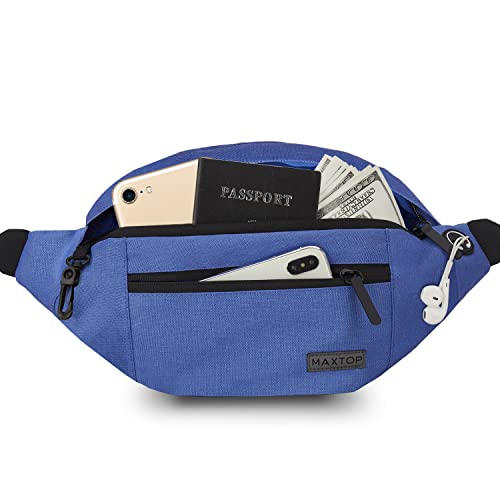 Large Blue Crossbody Fanny Pack for Women Men