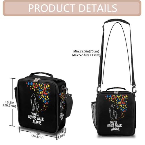 Autism Lovely Kids Lunch Box for Girls Boys Reusable Insulated Lunch Bag for Kids Toddler Thermal Cooler Spacious Lunchbox with Shoulder Strap Lunchbag for School Work Picnic (print 11)
