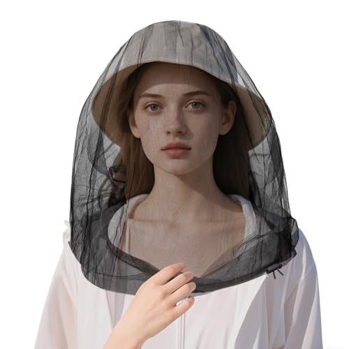 Oversized Mosquito Net 42 x 25 Inches Ultra Large Mosquito Head Net Face Neck Fly Mesh Netting Fits All Hats for Outdoor Camping Hiking Fishing Gardening Safari (2 Count)
