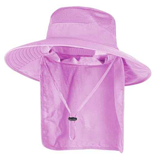 2Pack Sun Hats for Men Women Fishing Hat UPF 50+ Breathable Wide Brim Bucket Hats Summer UV Protection Safari Hat with Neck Flap Black