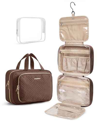 Toiletry Bag Hanging Travel Makeup Organizer with TSA Approved Transparent Cosmetic Bag Makeup Bag for Full Sized Toiletries