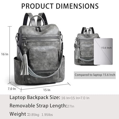 Vegan Leather Laptop Backpack for Women 15.6 inch Work Backpack Fashion Travel Backpack Purse for Travel College Work