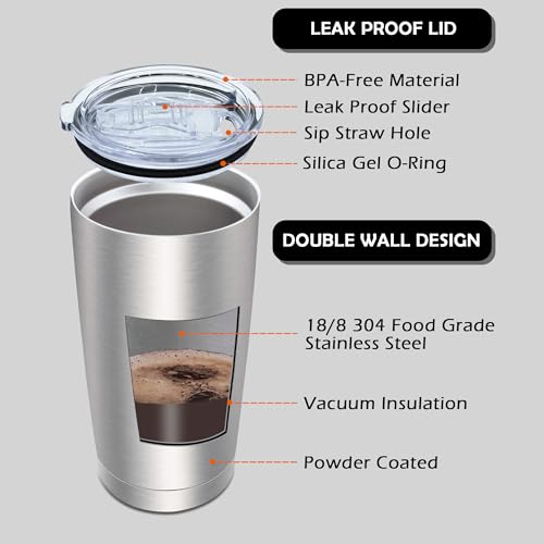 20oz Tumbler with Lid Stainless Steel Tumblers Insulated Mug SS 12P (12 Count)