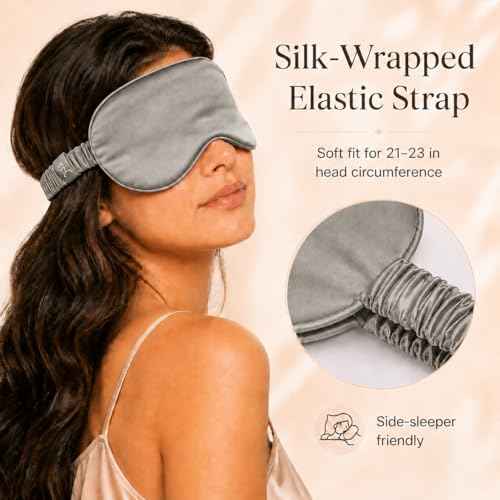 Silk Sleep Mask Light Blocking Luxury 100% Mulberry 19mm Silk Eye Mask Eye Cover Blindfold Ultra Soft Light & Comfy Anti Aging Skin Care with Travel Bag Gift Package