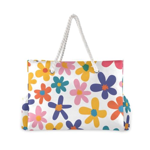Large Beach Bags Totes Canvas Tote Shoulder Bag Soft Wave Water Resistant Bags for Gym Travel Daily Ocean