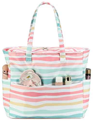 Waterproof Beach Tote Pool Bags for Women Ladies Extra Large Carry On Bag With Wet Compartment for Weekender Travel