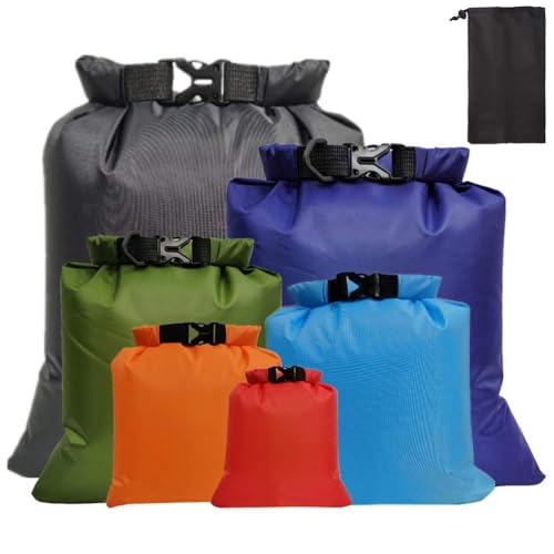 Dry Bag, 6-Pack Ultralight Dry Sack, Outdoor Roll Top Drybags (6 Count)