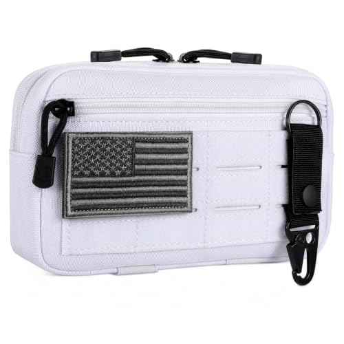 Tactical Molle Admin Pouch Utility Laser Cut EDC Tool Pouch Bag Horizontal Modular Pouches Include US Flag Patch and Keychain