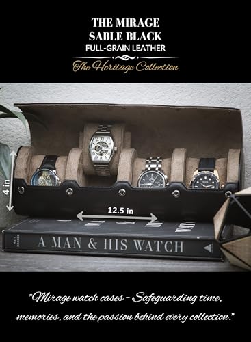 Watch Travel Case for Men Leather Watch Roll for Travel Organizer and Display 4 Watch Case Full (45 Count)