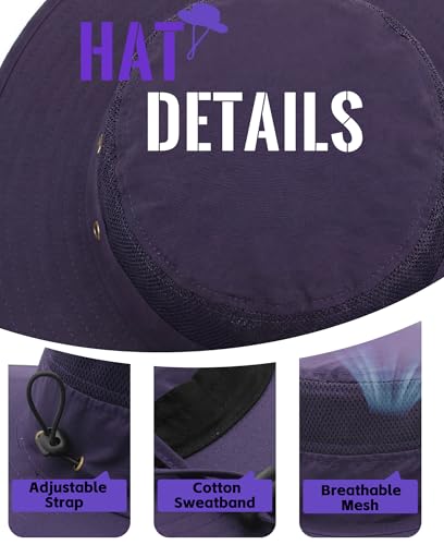 Men's Sun Hat UPF 50+ Wide Brim Bucket Hat Windproof Fishing Hats