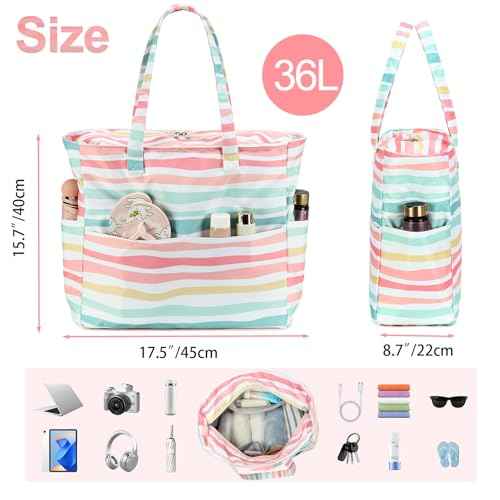 Waterproof Beach Tote Pool Bags for Women Ladies Extra Large Carry On Bag With Wet Compartment for Weekender Travel