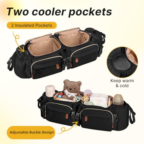 Double Stroller Organizer with 2 Cooler Pockets (16 liter(s))