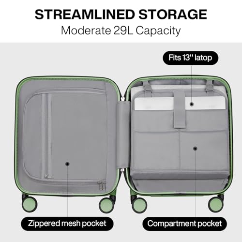 Underseat Carry on Luggage 16 Inch Hardshell PC Suitcase with Spinner Wheels TSA Lock for Travel