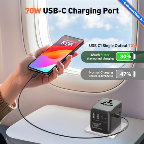 70W HICHOR Universal International European Travel Plug Worldwide Adaptor