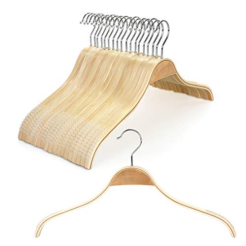 Slim Natural Wood Hangers with Extra Soft Non (18 Count)
