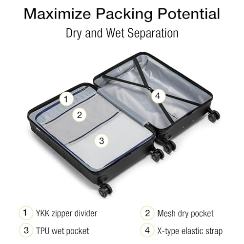 Carry On Luggage 22x14x9 Airline Approved Expandable Hardshell 20 Inch Luggage with TSA Lock Carry
