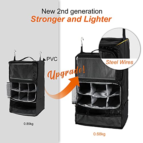 Travel Portable Hanging Shelves Closet Organizer Packing Luggage Storage with Multifunctional and Foldable Invisible Compartment