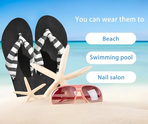 Flip Flops for Women Arch Support Summer Beach Sandals Black Size 5