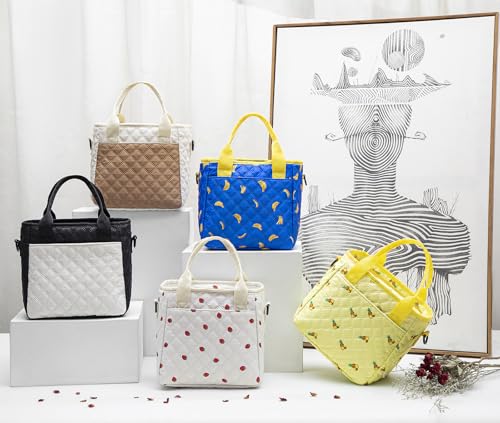 Cute Strawberry Lunch Box for Women Lunch Bags for Work Small Insulated LunchBag for Picnic Travel Shopping