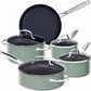 9pc Cookware Set Healthy Duralon Blue Ceramic Nonstick Coated