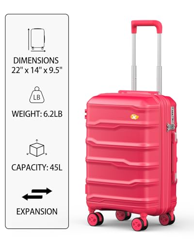 20 Inch Expandable Carry On Luggage 22x14x9 Airline Approved Suitcase