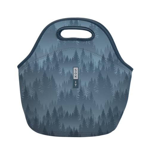 LunchTote Zippered Bag Insulated Neoprene Caddy (Foggy Woods / Large 4.5 Quart Lunch Tote)