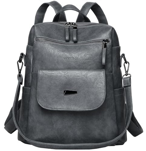 PU Leather Small Backpack Purse for Women Ladies Blue Grey